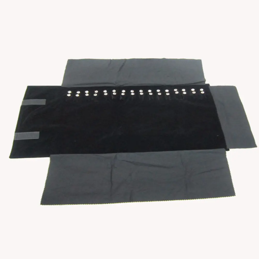 

Роскошный черный многофункциональный дорожный органайзер для ювелирных украшений: чехол-рулон для хранения серег, ожерелий и колец