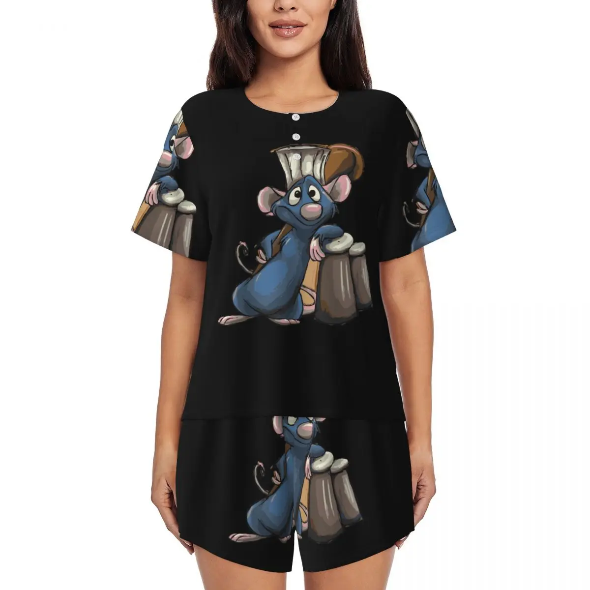 

Женские пижамные комплекты Little Chef Ratatouille Remy из двух предметов, пижамы с короткими рукавами и шортами, одежда для сна
