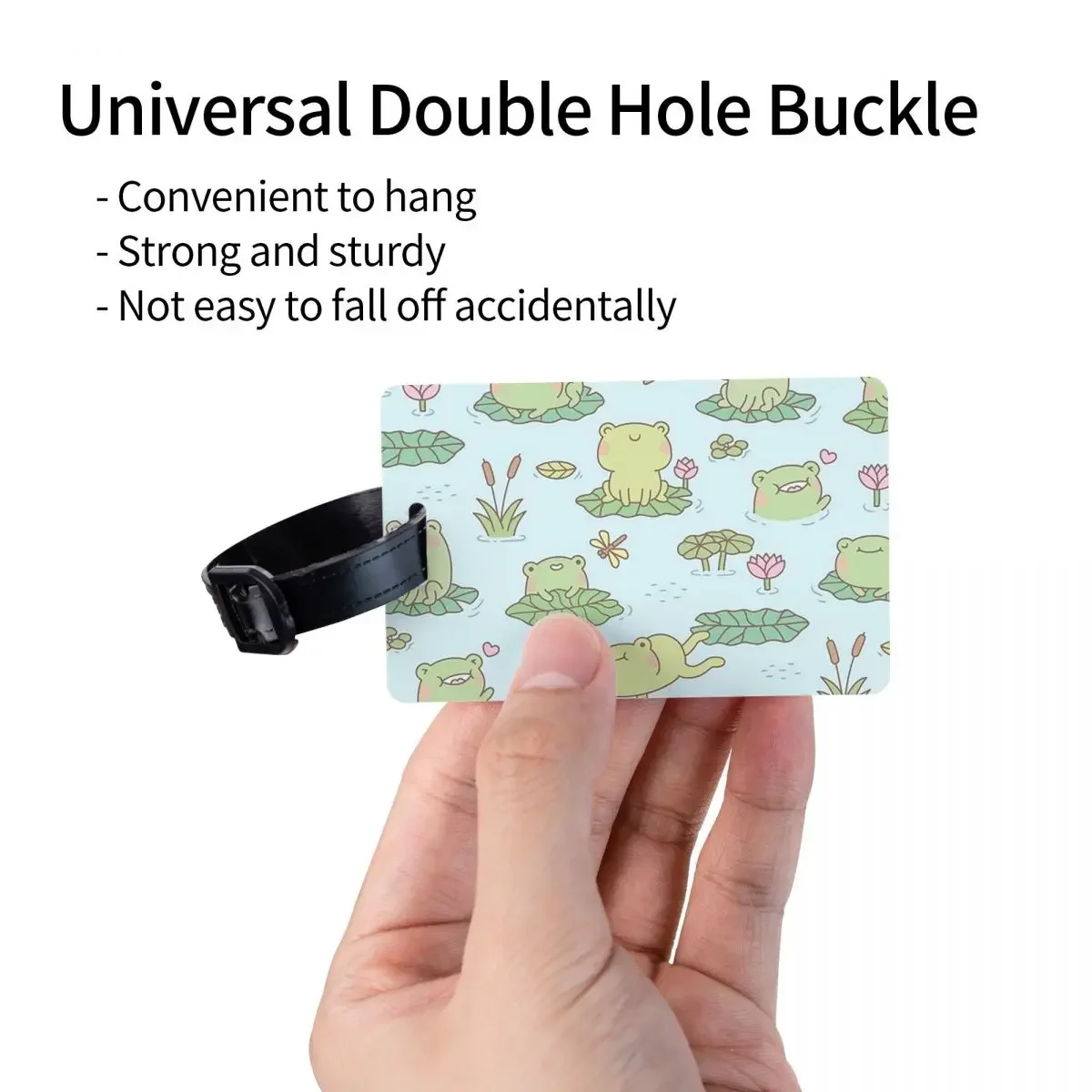 Cute Frog And Dragonflies Pond Pattern Luggage Tags Suitcase Travel Fashion Baggage Boarding Tag Label Holder ID Name Address