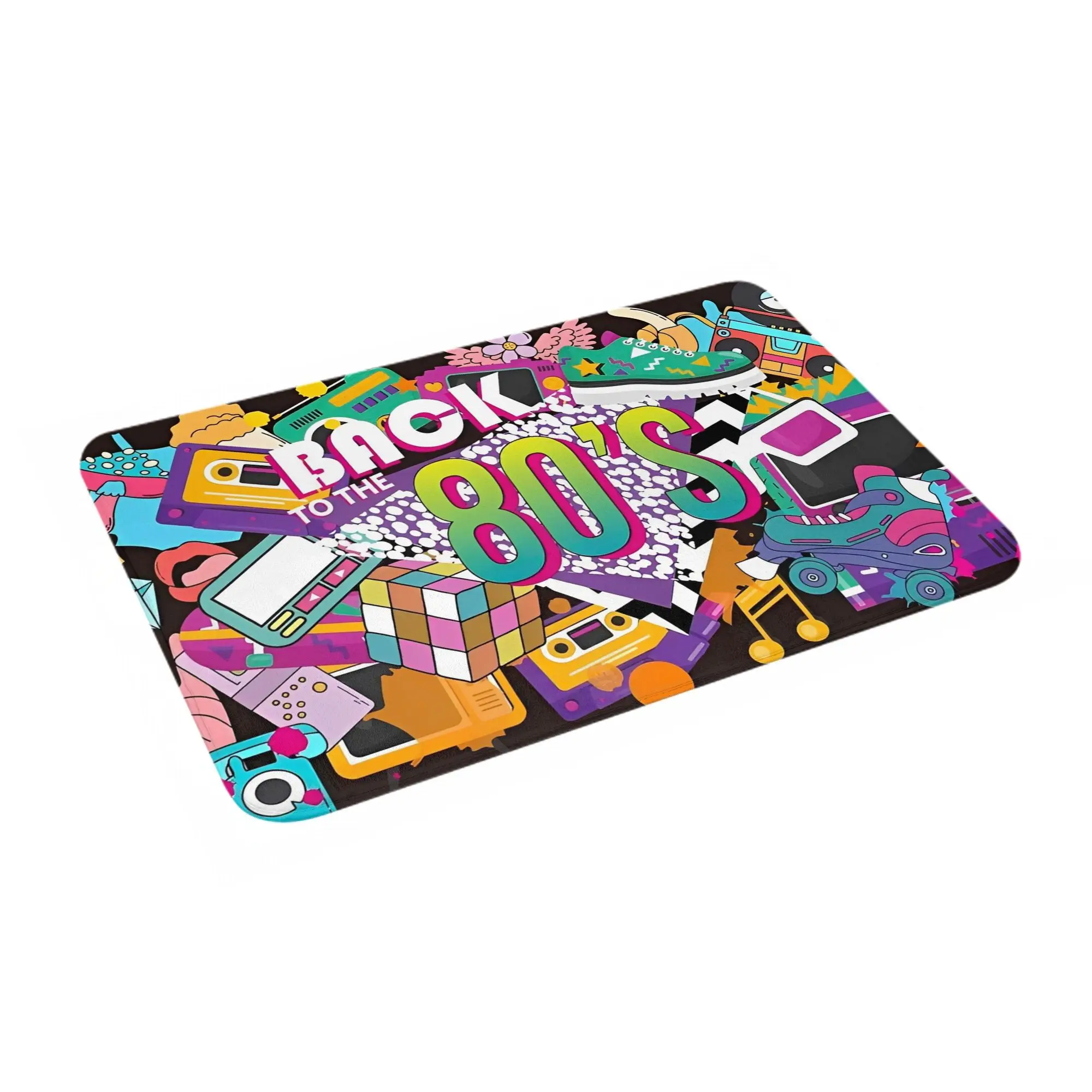 

Retro 80s 90s Memory Foam Bath Mat Rug Non-Slip Soft Graffiti Music Bathroom Floor Rugs Carpet For Bath Entrance Door Doormat