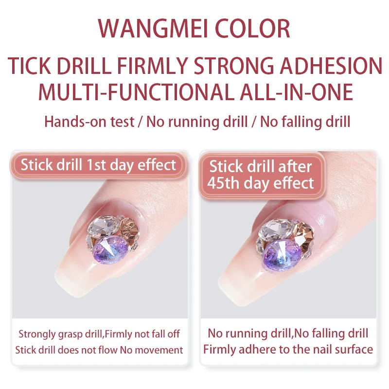 WANGMEI COLOR، 15 جرام، غراء أظافر قوي للغاية للضغط على الأظافر، لا حاجة لمصباح الأشعة فوق البنفسجية/Led، سريع الجفاف 5s، لتزيين سحر الأظافر