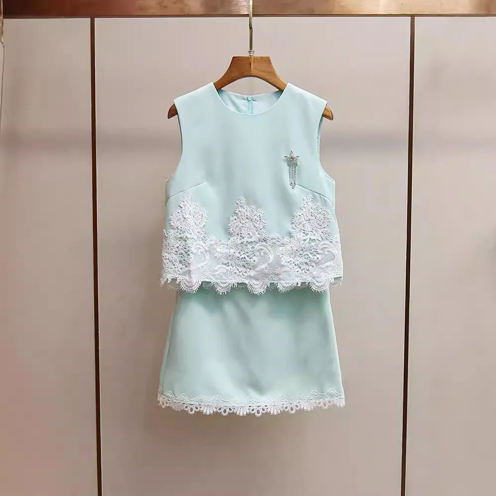 

Элитный женский модный комплект MaSande с декором в виде звезд, состоящий из юбки и топа, двухсоставный, утягивающий, в стиле «Маленький аромат»