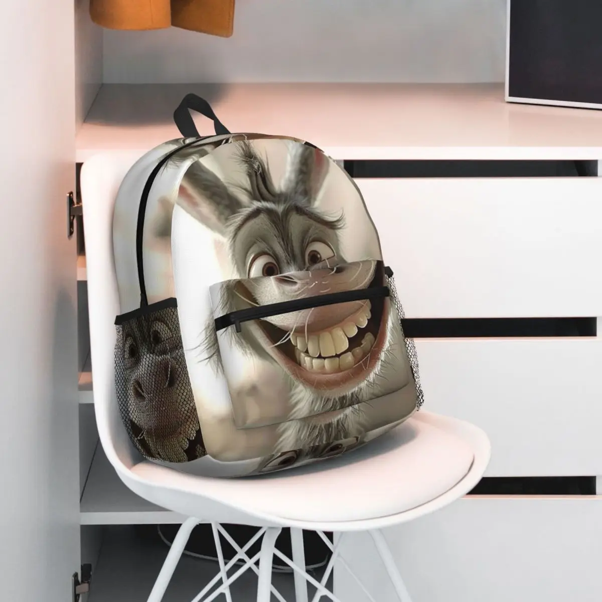 Smiling Animated Donkey Character Printed Backpack Student BookBag Children School Bag Laptop Shoulder Bags for Boys Girls