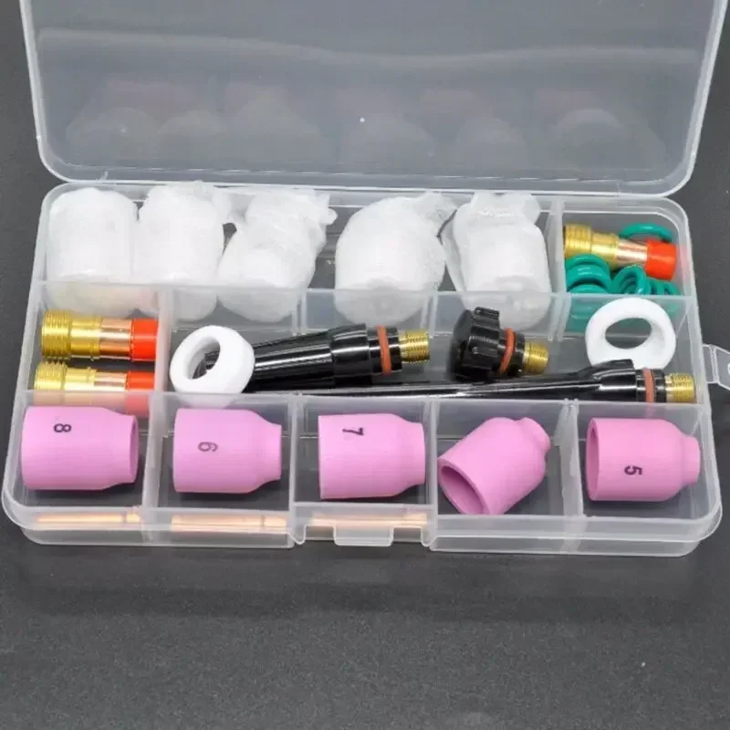 

31 шт./компл. сварочная горелка TIG, газовая линза 12, термостеклянная чашка для WP-17/18/26, высококачественные сварочные аксессуары, лидер продаж