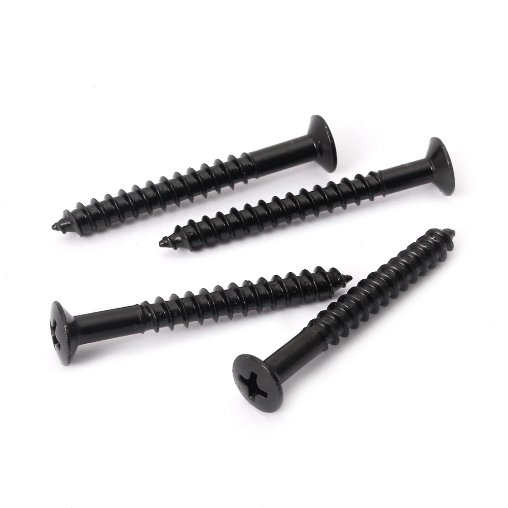 4 قطعة لوحة سوداء متينة تدوم طويلاً وسهلة التركيب متوافقة مع ملحقات سترات لمسامير رقبة الجيتار ومسامير الرقبة #6