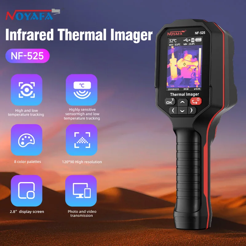 NOYAFA NF-525 التصوير الحراري بالأشعة تحت الحمراء 120*90 كاميرا تصوير اختبار محمولة لإصلاح التدفئة الأرضية فحص صناعي
