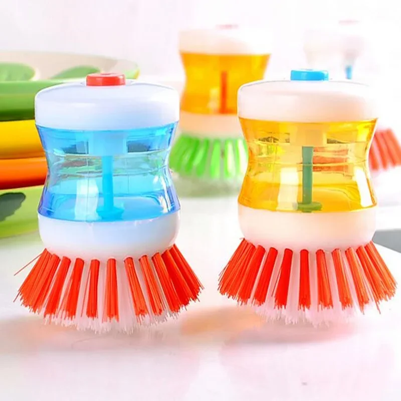 New Kitchen Pot Washing Brush Hydraulic Brush Automatic Liquid Filling Multi functional Short Handle Dishwashing Brush