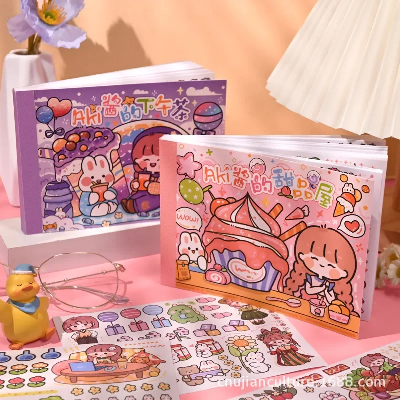 

50 Sheets Hand Account Sticker Material Book Cute Cartoon Girl Goo Card Sticker Hand Account Stickers Decoration