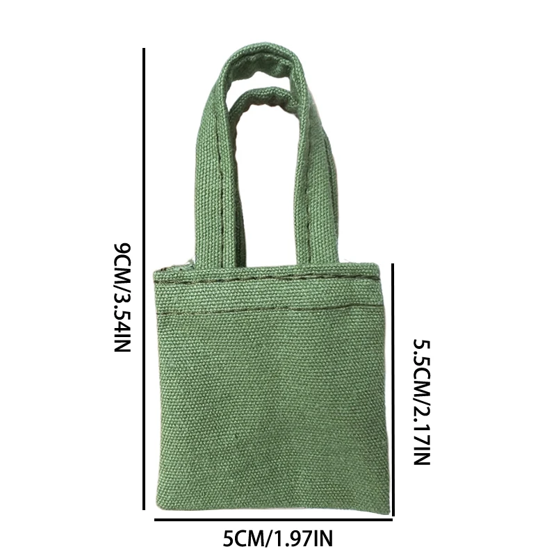 Bolso de lona en miniatura para casa de muñecas, bolsa de hombro, Mini bolsa de compras para muñecas, bolso escolar, monedero, modelo, decoración de vestido, juguetes, 1:6