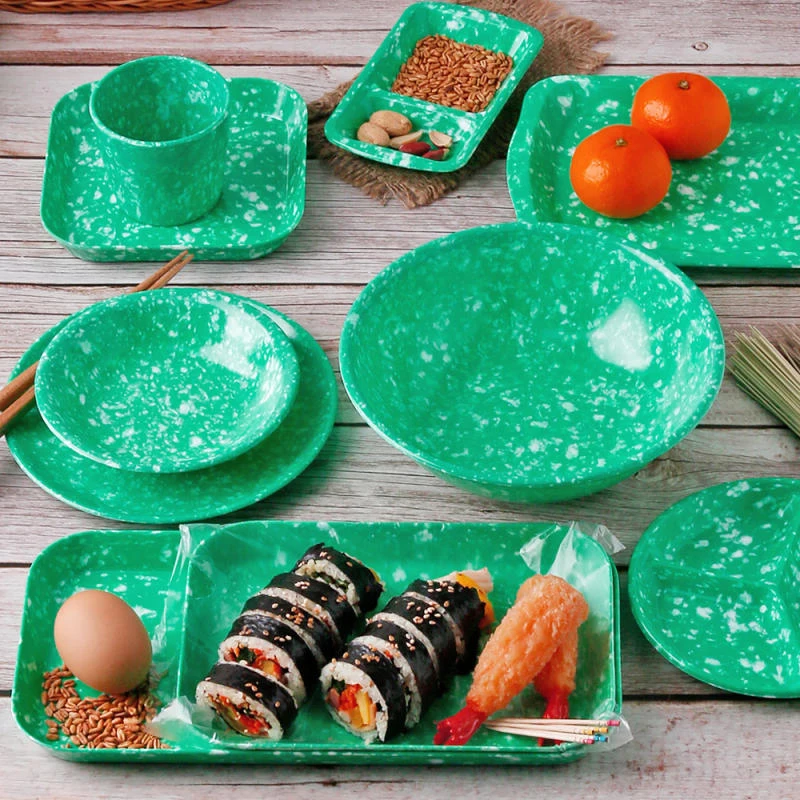 

Набор посуды в ретро-корейском стиле: тарелки и миски из меламина с цветочным узором, круглой формы, более 0 предметов