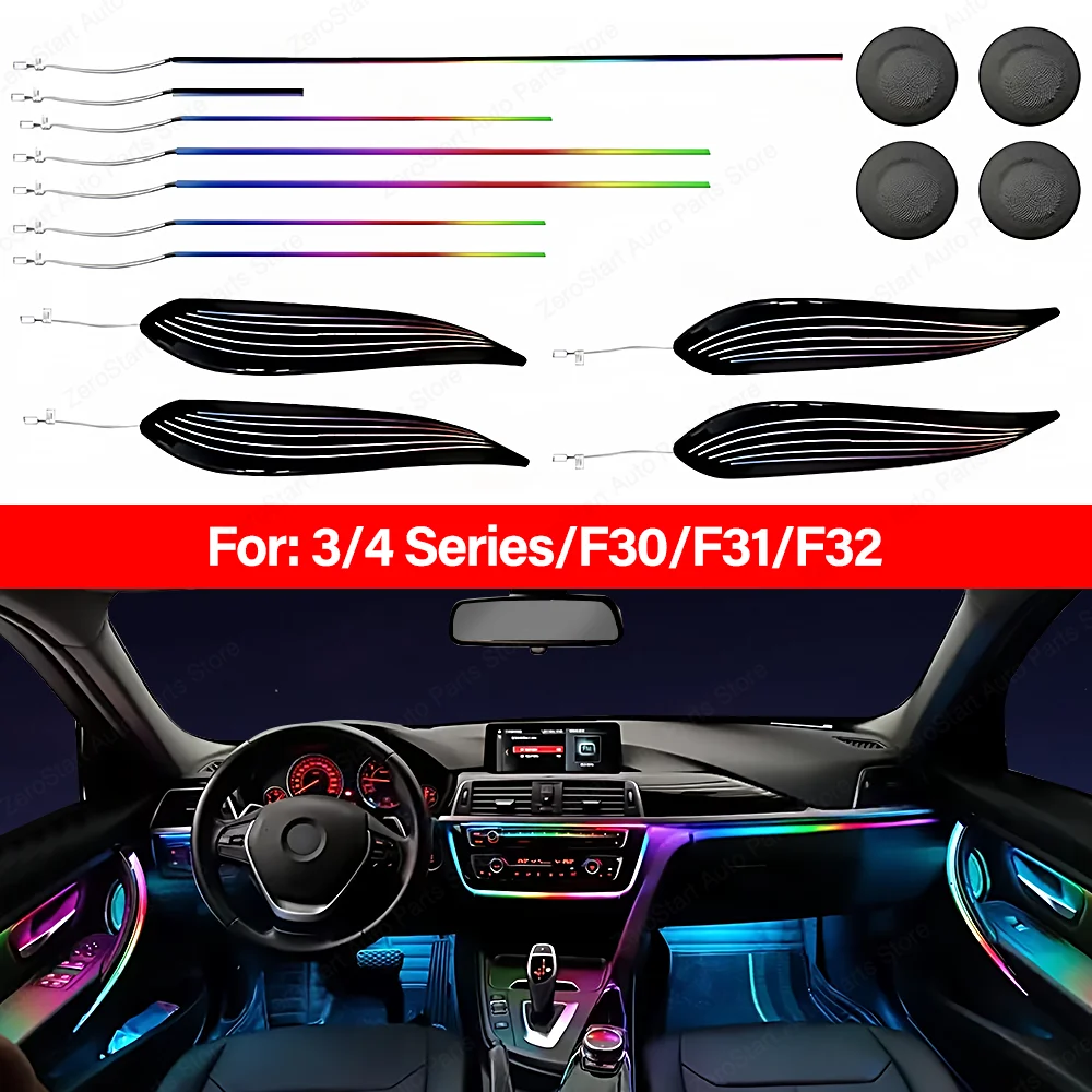 

256 Colour Car RGB LED Ambient Light For BMW 3/4 Series 3GT F30 F31 F32 F34 App Control Symphony Atmosphere Lamp illuminated Str