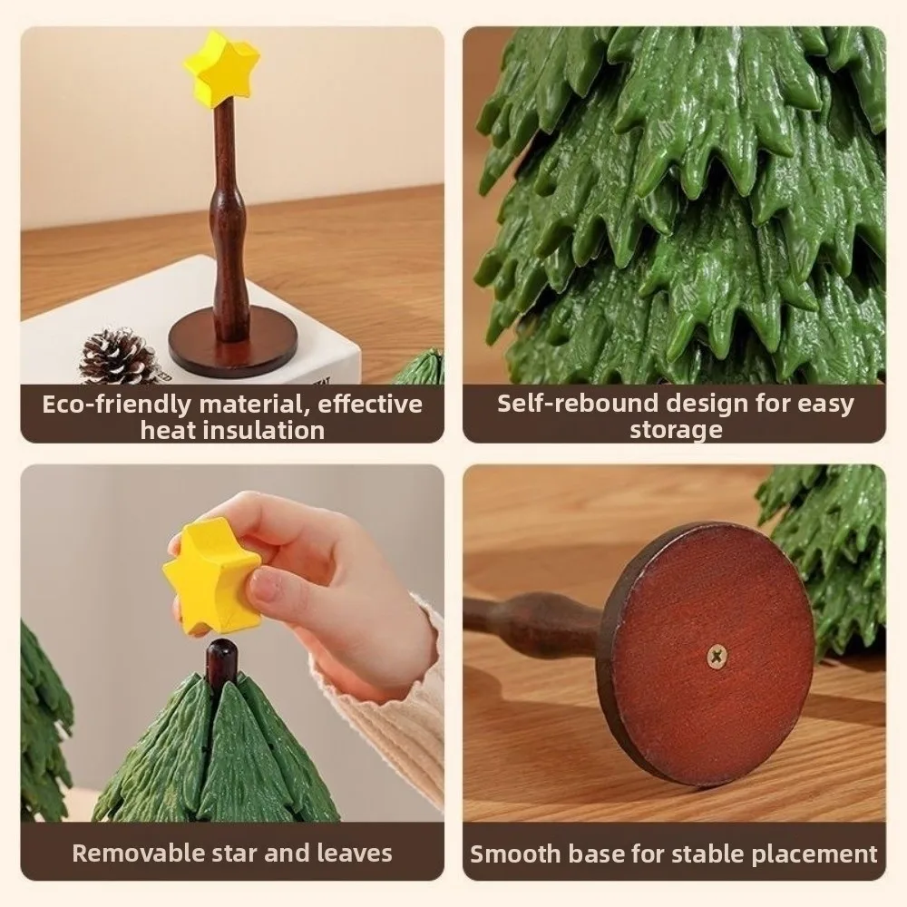 Creative Christmas Tree Trivet Heat Resistant Anti Scald Heat Insulation Coaster Wooden Base Non-slip Dishes Heat Insulation Pad