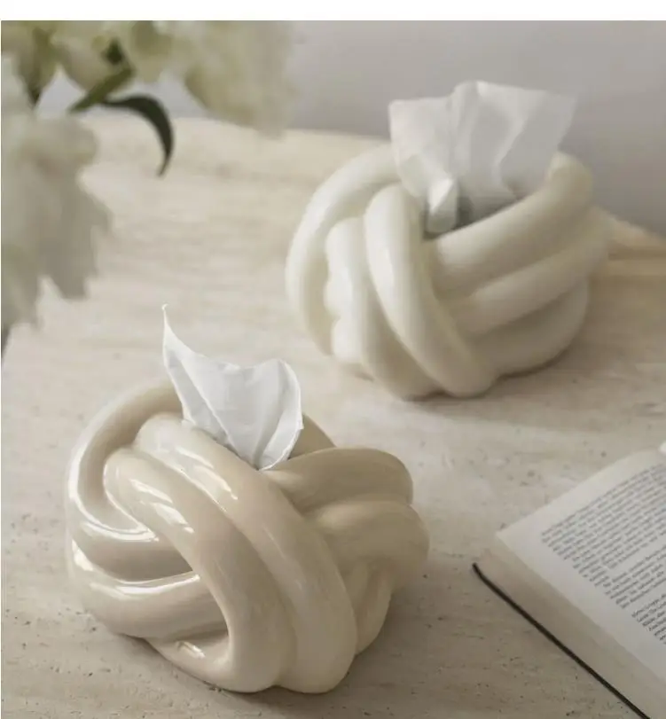 Knot Fun Tissue Box Living Room Coffee Table Storage Dining Decoration Ceramic Drawing Paper Personality Cute Home