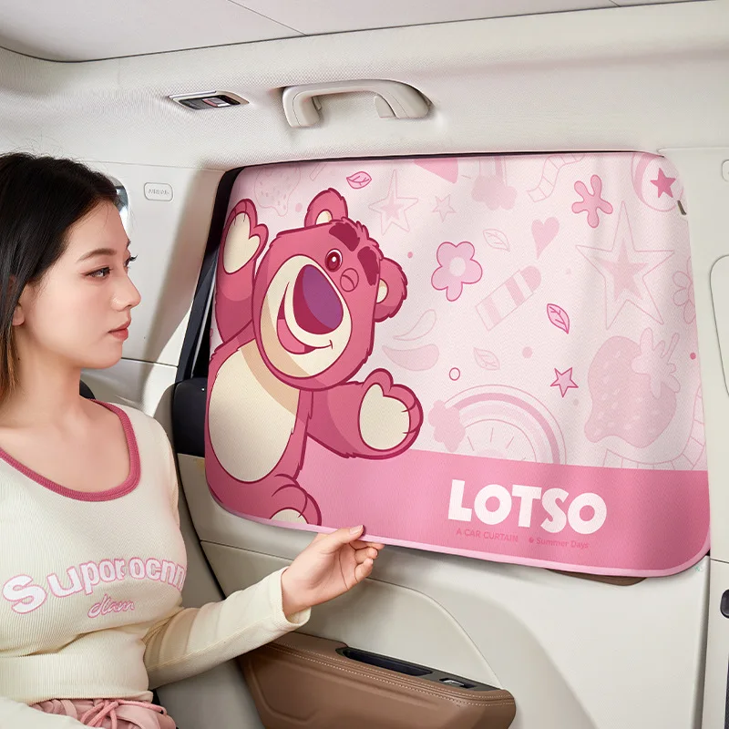 

Strawberry Bear Car Curtains Sunshade Summer Sunscree Insulation Car Interior Children's Side Window Privacy Curtain