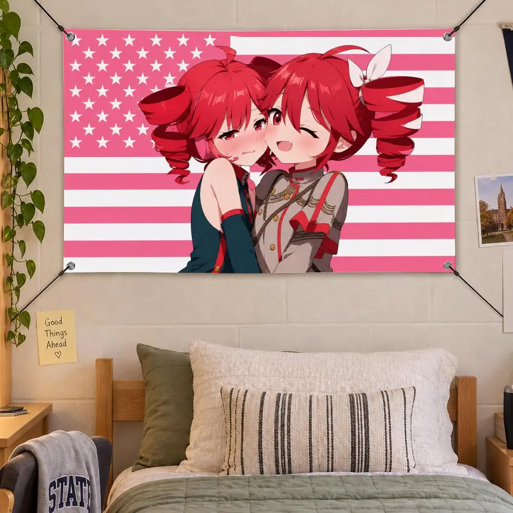 Vocal Synth Kasane Teto Flags Decorative Flag Banner Indoor Bedroom Dorm Gaming Room Wall Party Club Decor Fan Gift