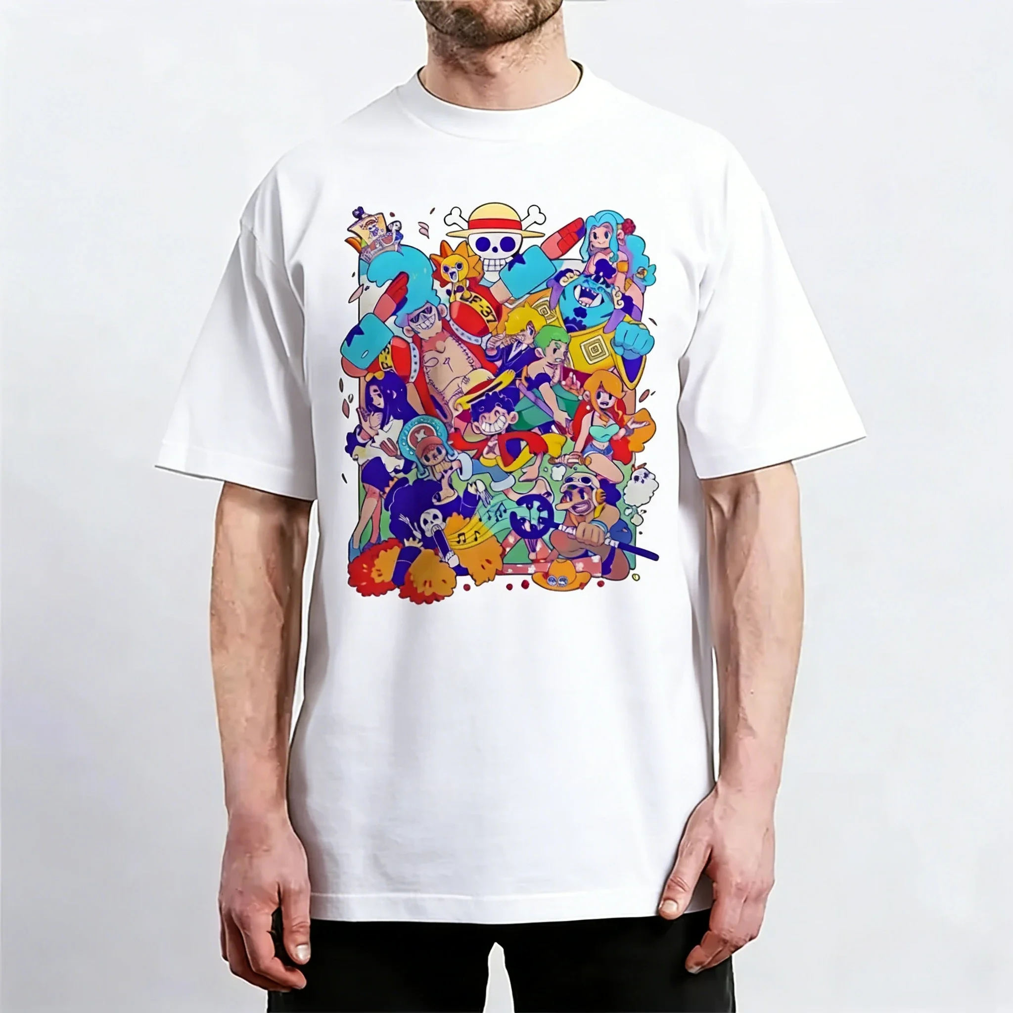 

ONE PIECE Anime Collaboration Pure Cotton T-shirt 202 Men's and Women's Summer New Street Hip Hop Loose Casual Parent-child Top