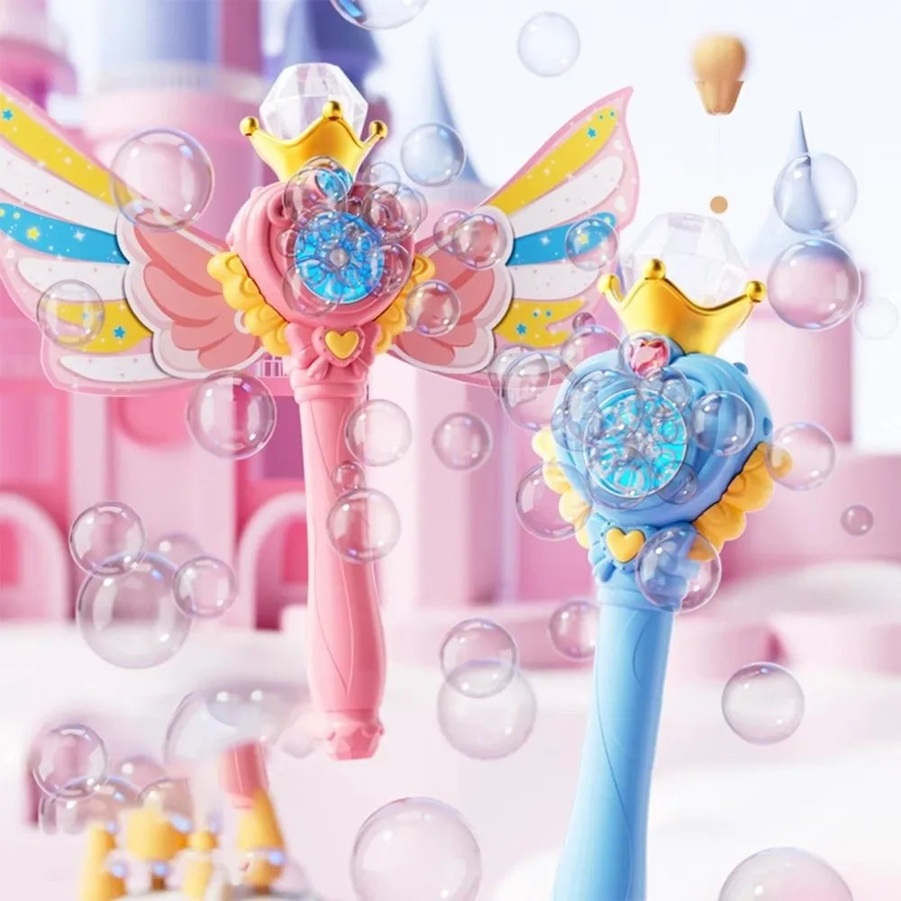 Gift Automatic Electric Bubble Maker Handheld Luminous Bubble Wand with Wings Bubble Machine Graduation Party