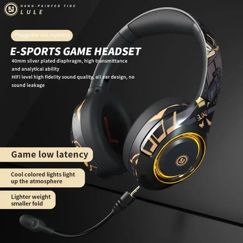 High Quality Stereo Wireless Gaming Bluetooth Headset RGB Entertainment Earphones Sports Headphone Mobile Phone Headset with MIC