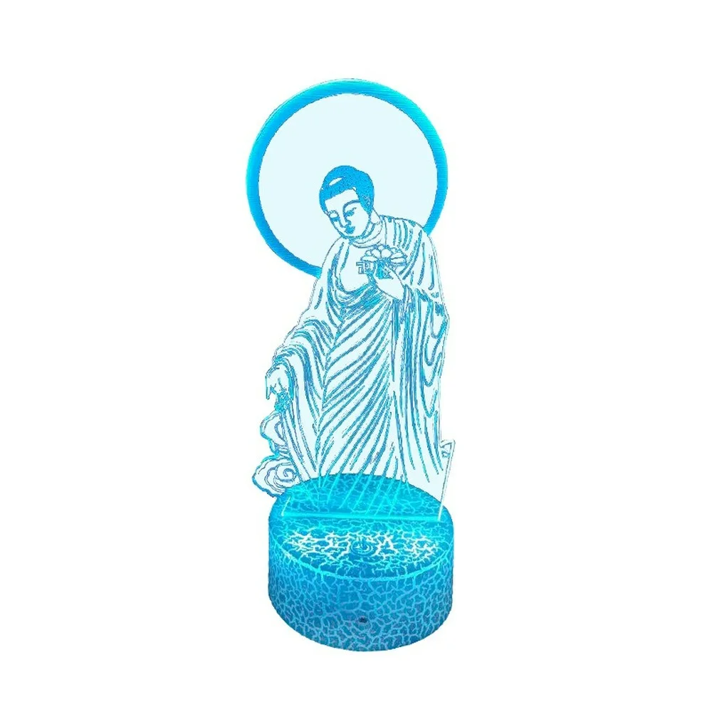 Buddhist Decorative Bedside Lamp Remote Control 3d Night Light LED Touch Acrylic Cartoon Small Table Lamp Bedroom Decor Gift