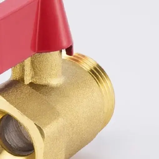 Brass Ball Valve 1/2 Inch Inner Outer Thread Manual Fixed Red For Mini Water Control Valve For Plumbing System Industrial Use