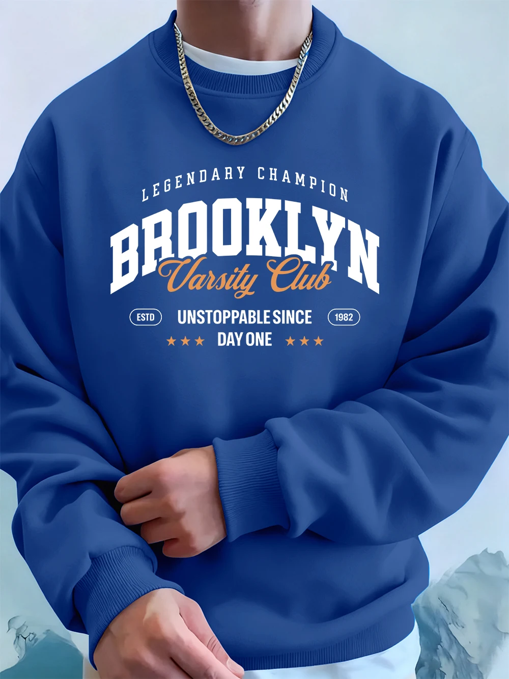 Brooklyn Vaisty Club Prints Heren Hoodies Herfst Losse Sweatshirts Hip Hop Crewneck Fleece Warme Streetwear Straat Mannen Kleding