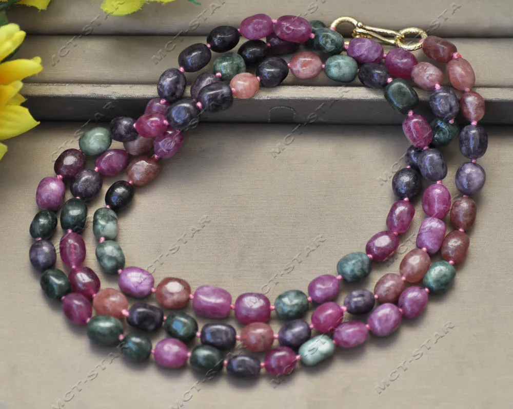 

MTC·STAR Z13208 Natural 50'' 13mm Rose Green Purple Square Tourmaline Necklace Custom Jewelry