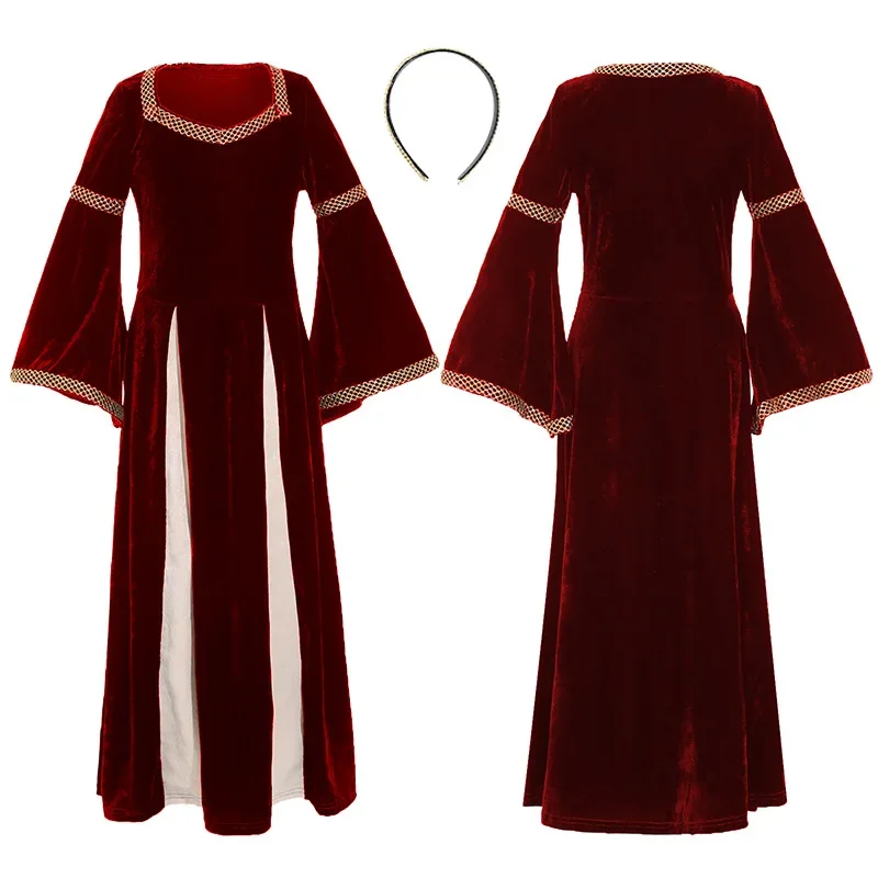 الأطفال هالوين مصاص دماء عطلة حفلة تأثيري حلي الفتيات خمر فستان القرون الوسطى كرنفال مرحلة الأداء الملابس