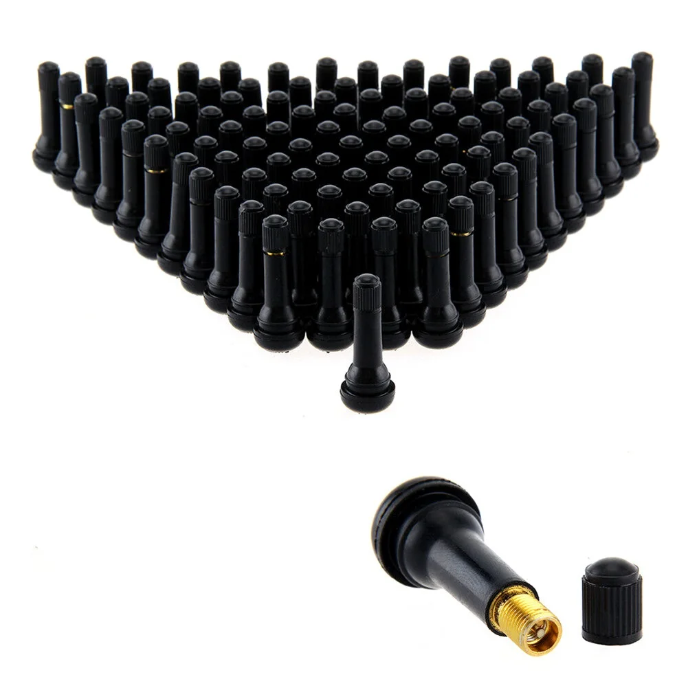 10/20/50/100PCS TR414 Snap-In Black Rubber Tire Valve Stems Short Rod Car Accessory