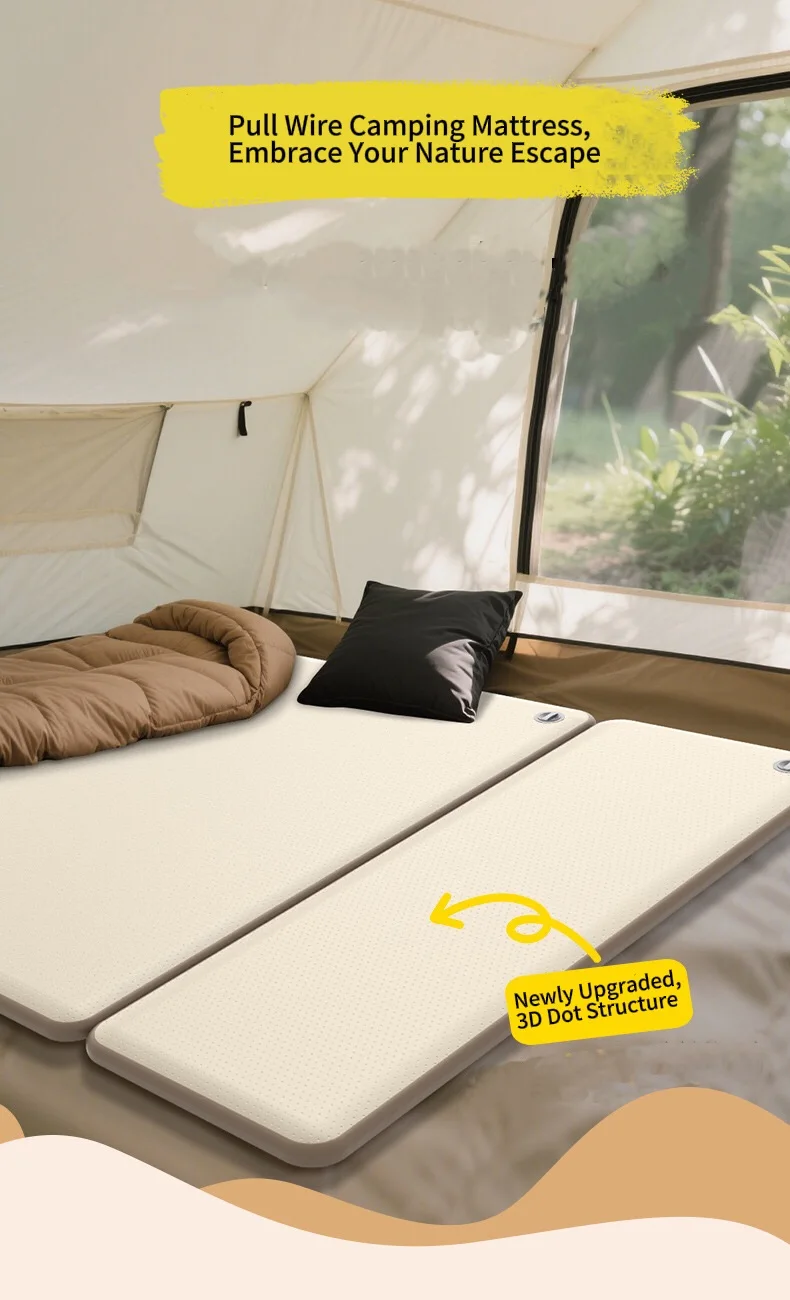 مرتبة STLF WJW واحدة للتخييم في الهواء الطلق قابلة للنفخ صديقة للبيئة من مادة PVC مقاومة للرطوبة وقابلة للطي للمحمولة #3