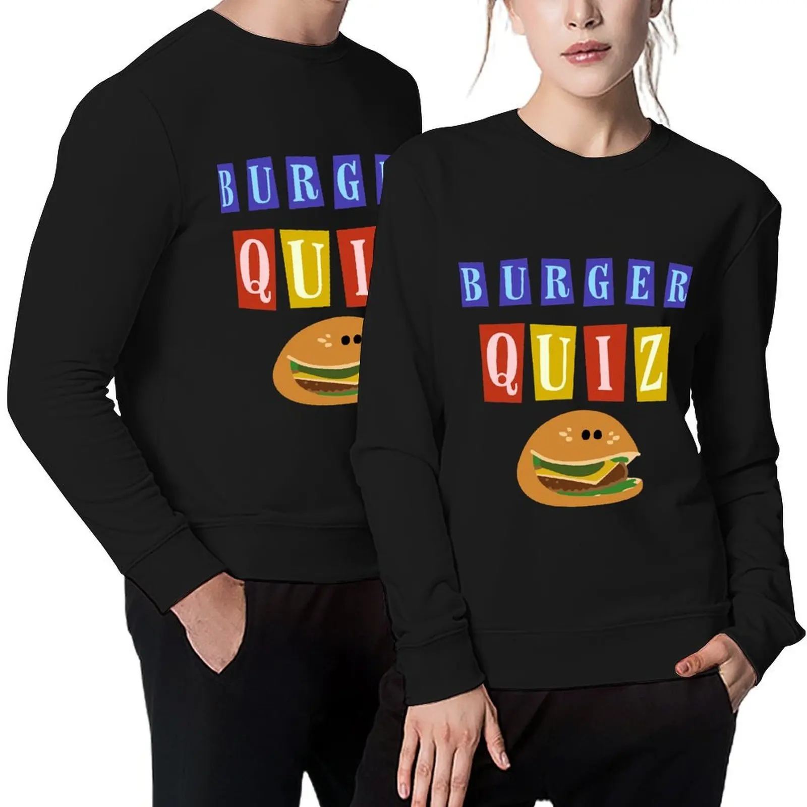 

Burger quizz new logo Pullover graphic t shirts men winter clothes blouse men's sweat-shirt set men sweatshirt