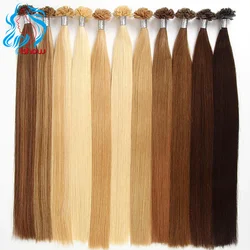 Flat Tip Hair Extensions Straight Real Hair Extensions 18-30 inch Capsules Keratin  Ombre Blonde Colored Natural Human Hair