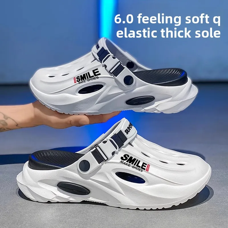 

Мужские летние сандалии для активного отдыха, нескользящие, с защитой от запаха, тапочки-сабо для подростков, для спорта на открытом воздухе, большие размеры, пляжные сабо