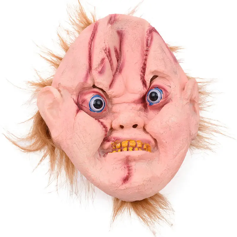 Masque Chucky Avec Cheveux Et Couteau - Masque Réaliste Halloween Pour Adultes Et Enfants