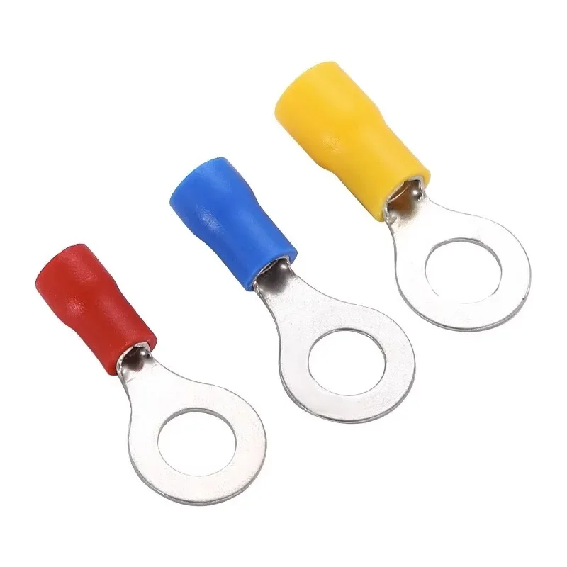 50PCS M4/M5/M6 Ring Crimp Terminals Electrical Wire Connectors Insulation Ferrule Lugs Quick Splice Cables For Connection Screw