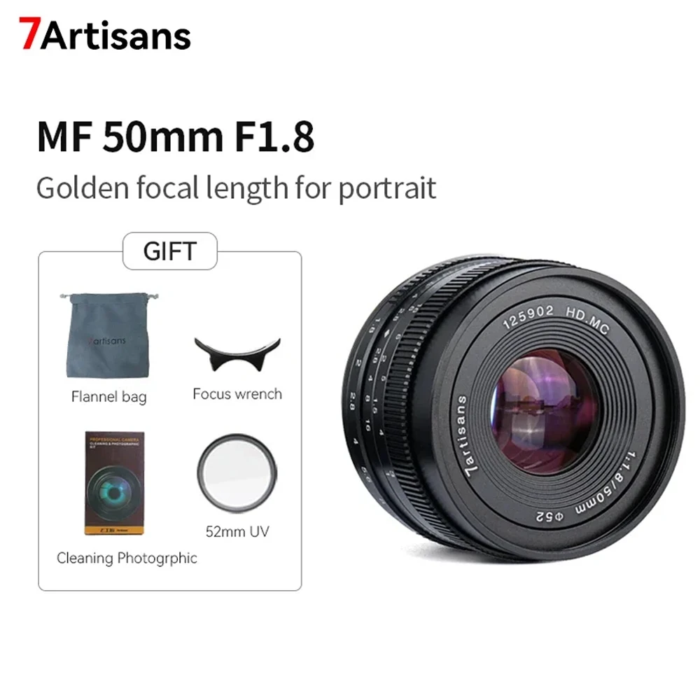 7artisans 50mm F1.8 APS-C lente principal de retrato de gran apertura para Sony E A6000 Fujifx X-T4 X-A10 XT30 Micro 4/3 E-M1 GH1 GH3 G85