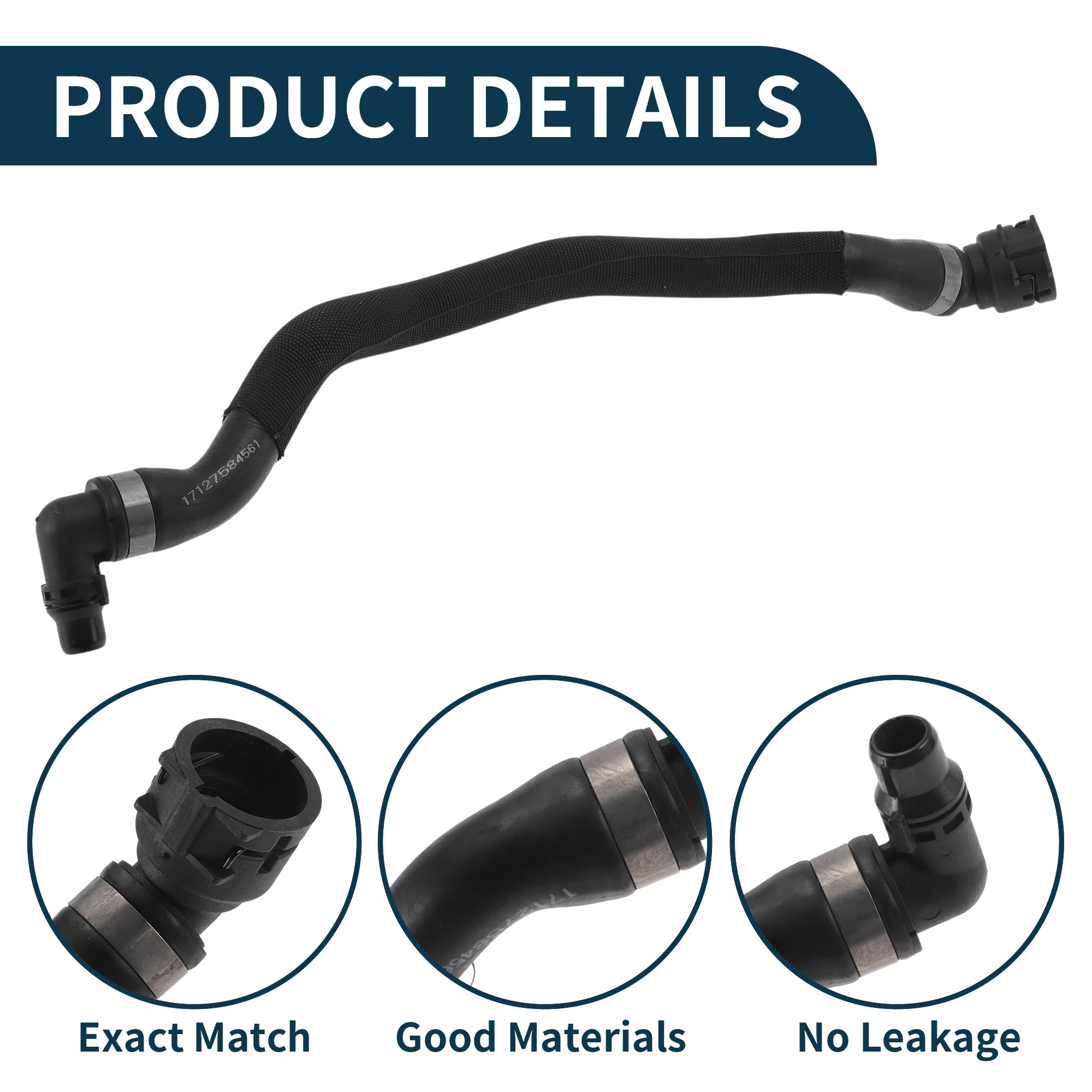 

UXCELL Radiator Hose Heater Hose Radiator Outlet Hose Pipe No.17127584561 for BMW X6 2008-2011 Rubber Coolant Pipe Black 1 Pc