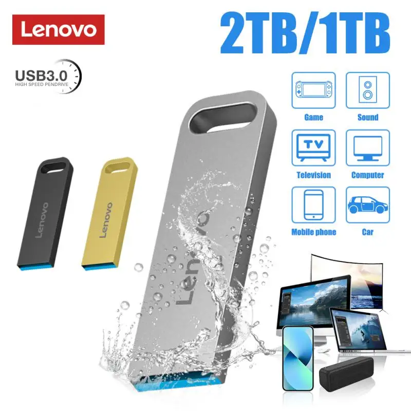 Lenovo USB Flash Drive 2TB Metal Real Capacity High Speed Memory Stick USB3.0 Flash Pen Drive Business Gift Storage U Disk