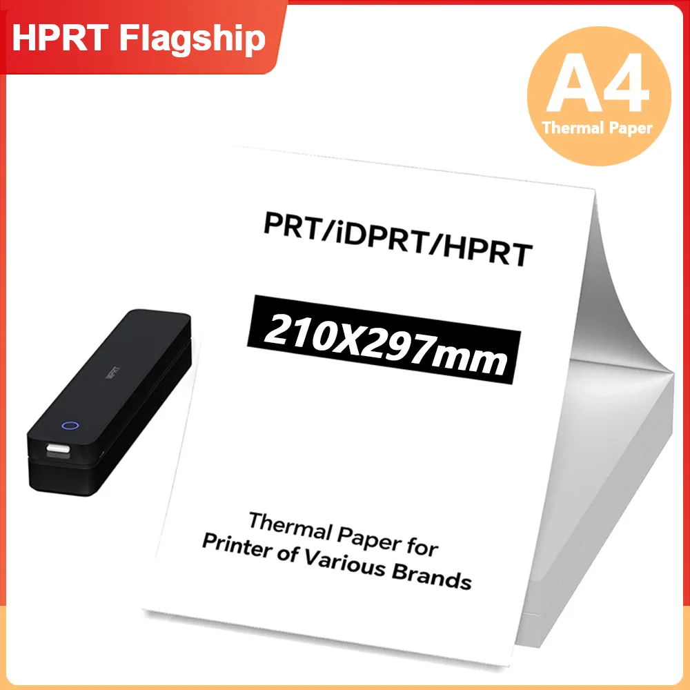 Papel térmico HPRT A4, papel de secado rápido de 210mm x 297mm, Compatible con impresora portátil MT610 M08F para impresión de documentos fotográficos en PDF
