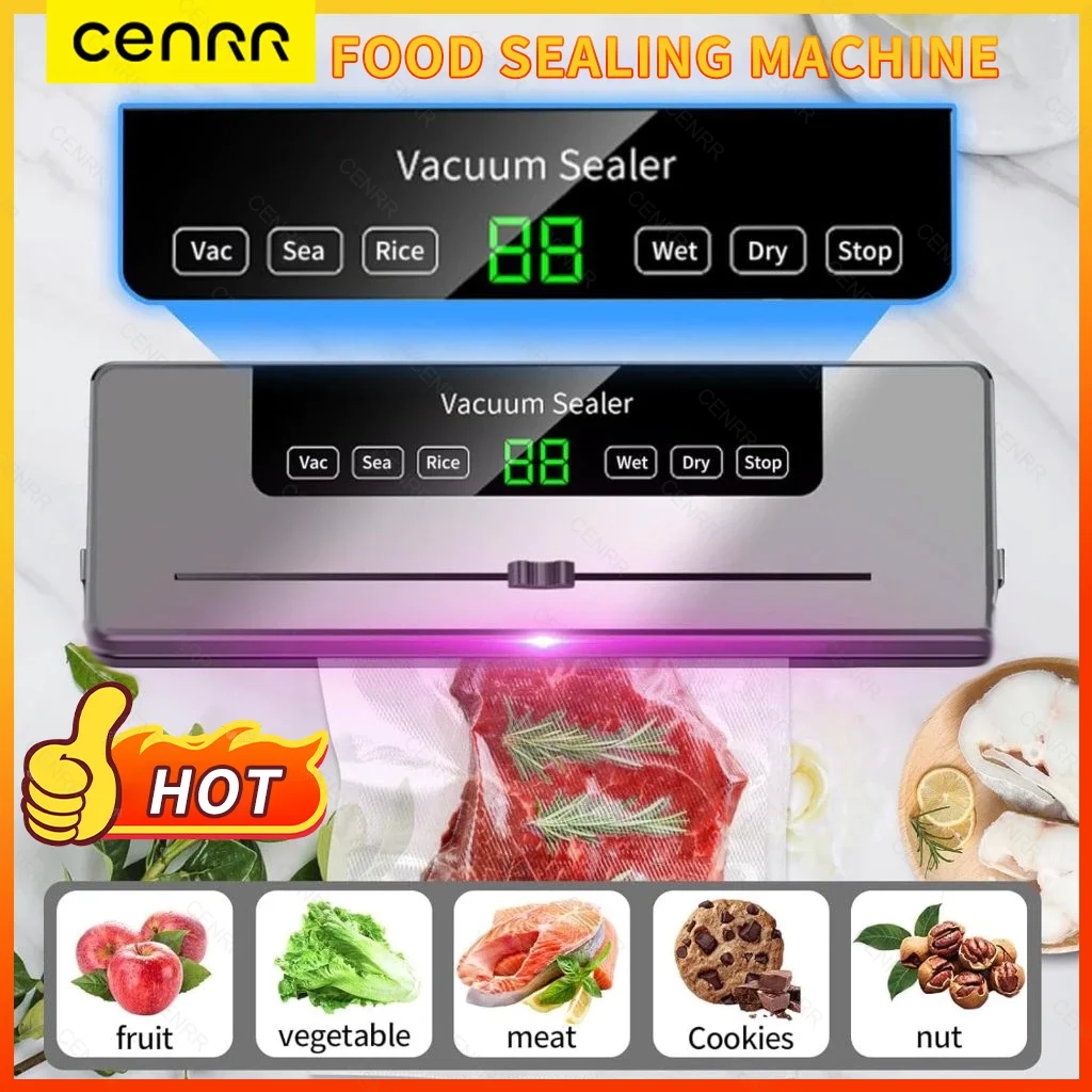 

CENRR Vacuum Sealer Machine Dry Wet Food Vacuum Kitchen Food Storage Built-in Machine Cutter Packaging Machine Vacuum Sealer