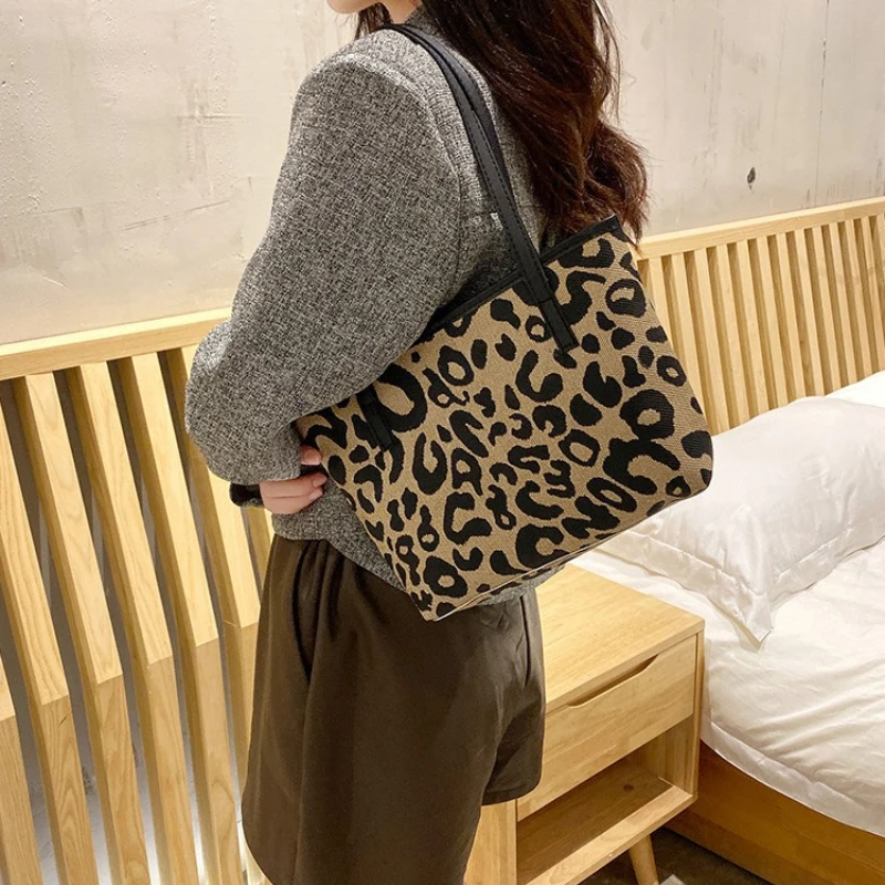 Vintage Geometric Print Large Tote Bags Contrast Handle Casual Shoulder Handbag Fashion Work Commuter Shopping Bag for Woman