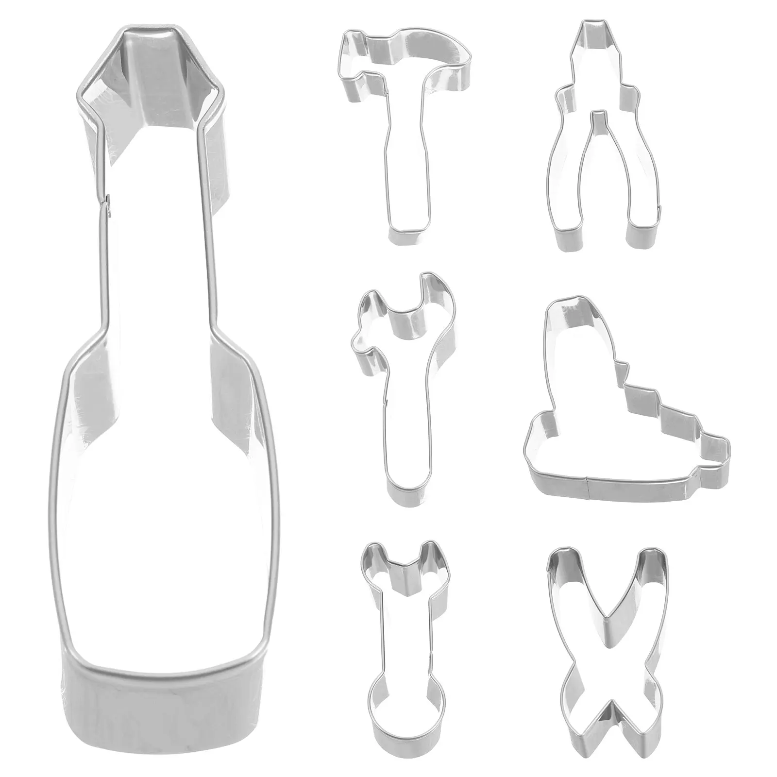 

7 pcs Construction Tool Cookie Cutters Set Stainless Steel Biscuit Molds s Party Baking Tools Hammer Pliers Scissor Shapes