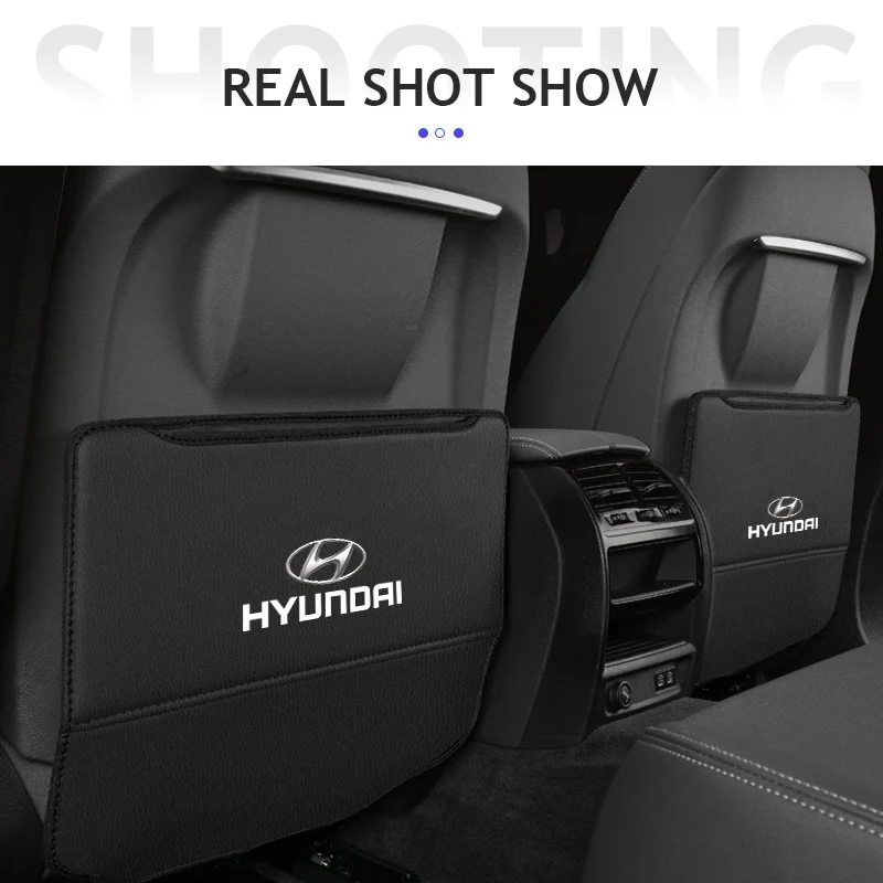 Car Seat Back Leather Anti- kick Scratch Mat For Hyundai Genesis N-LINE I10 I20 I30 I40 IX20 IX35 Kona Getz Veloster Tucson