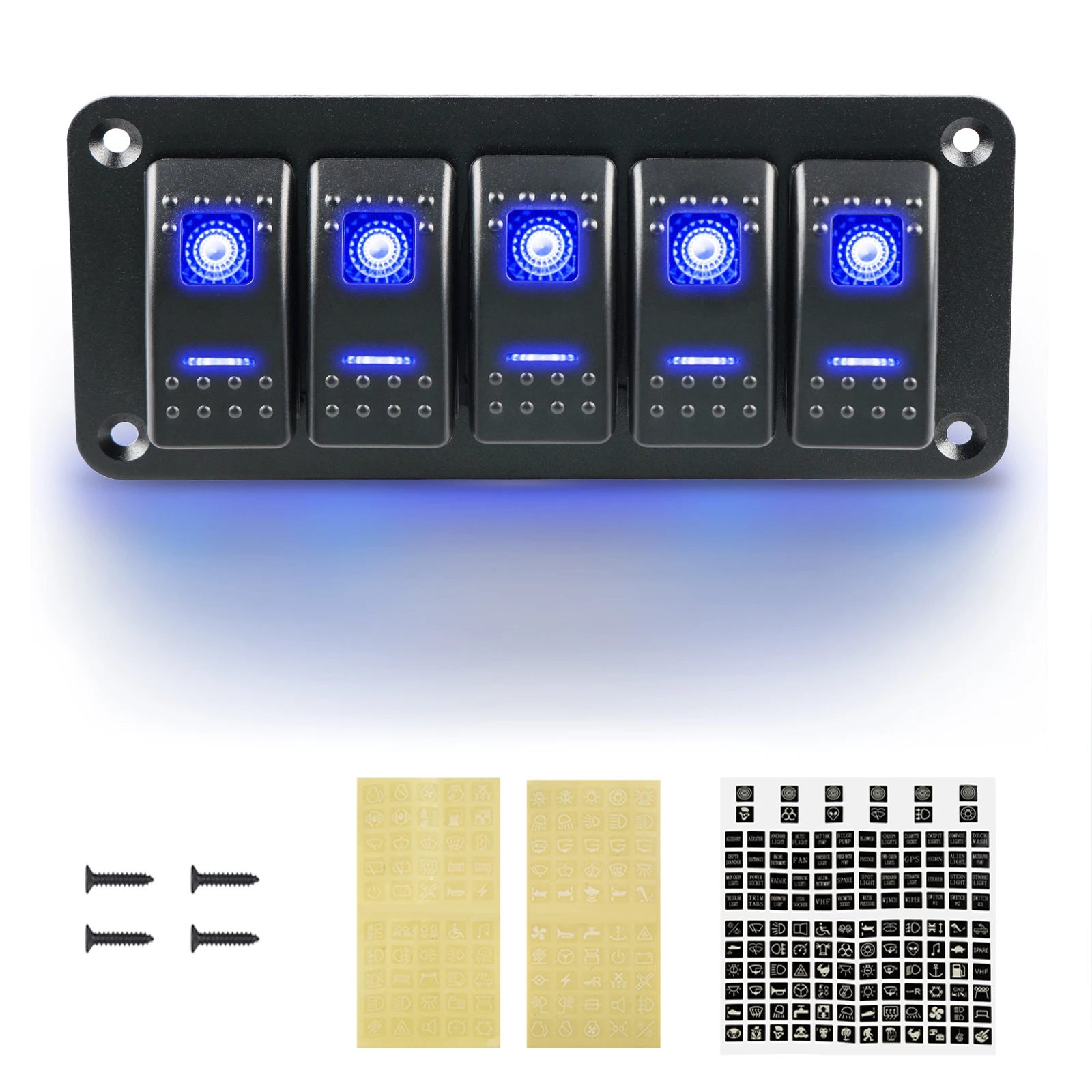 

5 кнопочный клавишный выключатель, панель, светильник выключатель цепи, защитные аксессуары, светодиодный выключатель для автомобиля, грузовика, фургона, морского транспорта