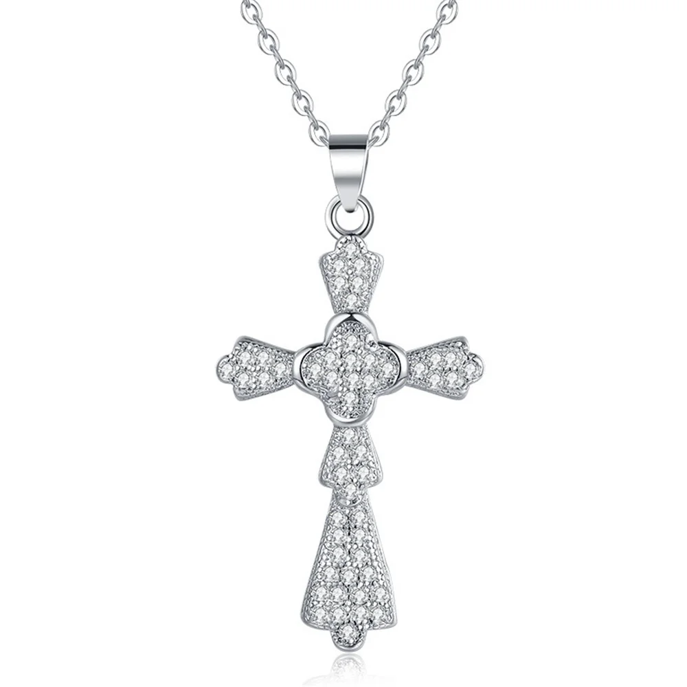 

Ожерелье в стиле хип-хоп с пятилистным клевером и крестом, модная подвеска с бриллиантами, женская ниша, модный дизайн