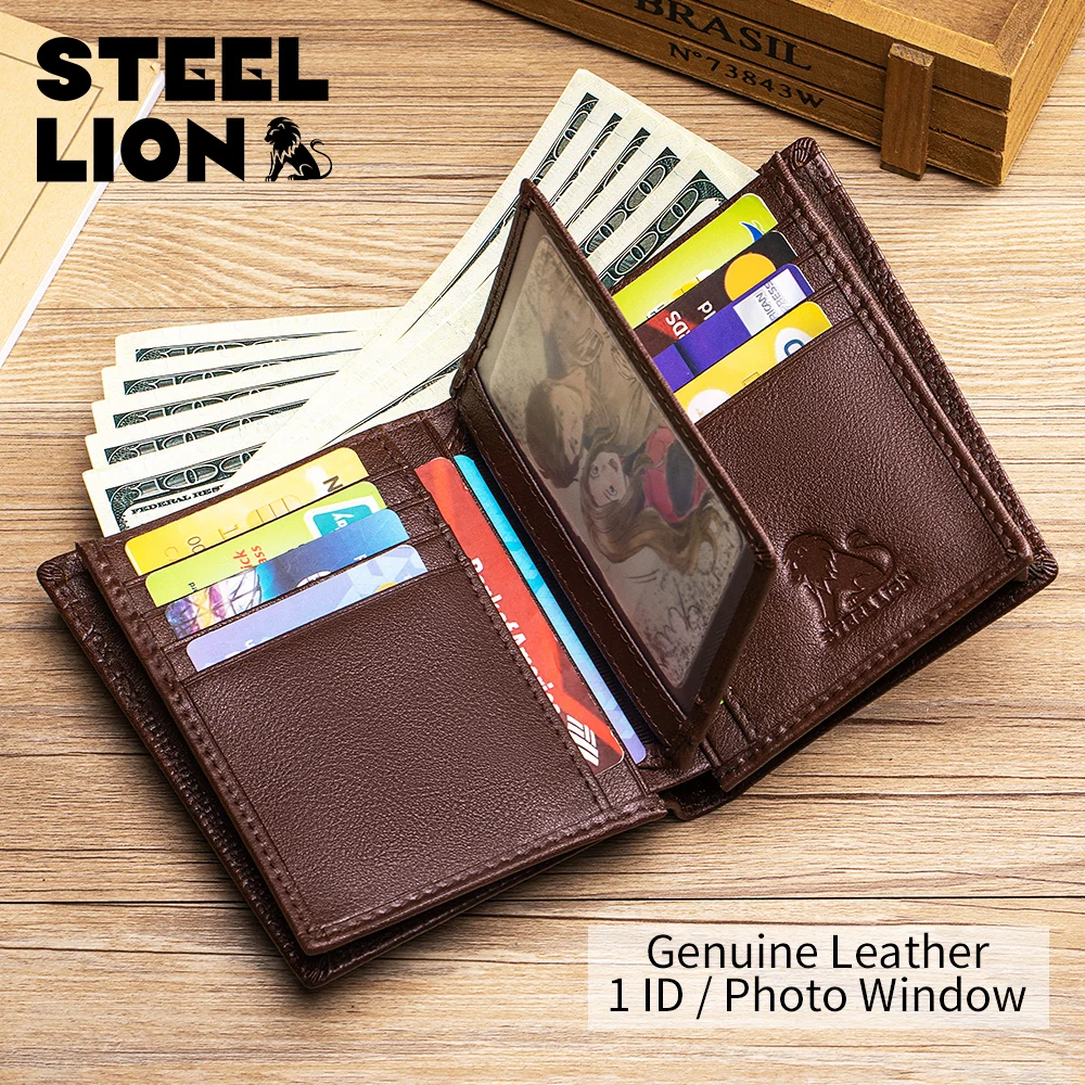 Men's Genuine Leather Wallet with Crocodile Pattern Retro Large Capacity Multi Card Bag with Photo Album Slot, Gift Giving