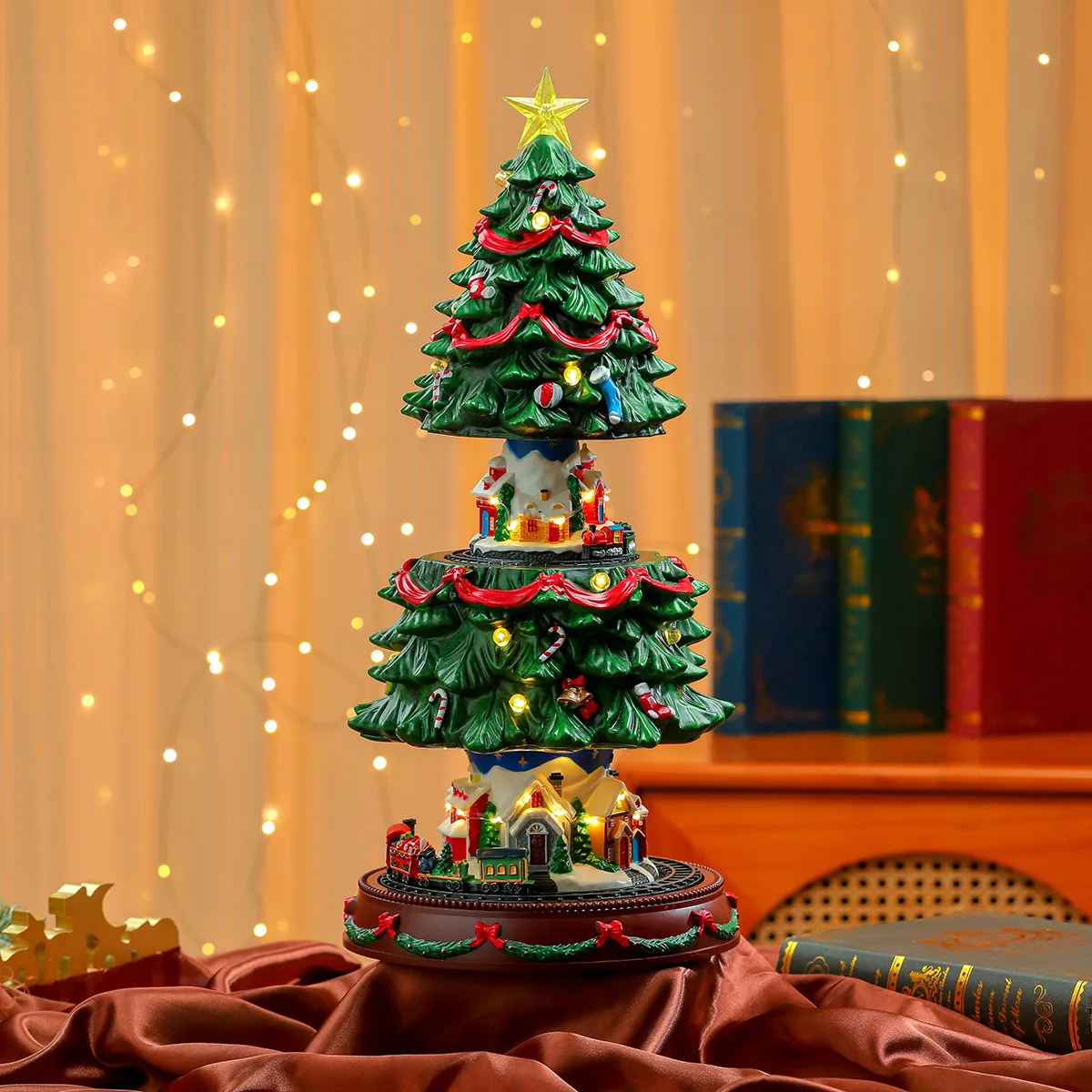 New music luminous automatic lifting resin Christmas tree ornament Christmas gift Christmas ornament gift