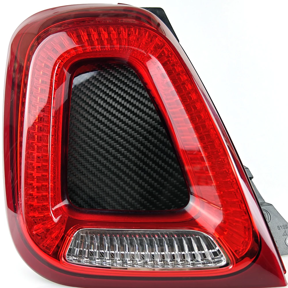 Brand New Carbon Fiber Material Stick On Rear Taillight Cover Frame Flat And Pattern Accessories For Fiat 500 695 595 Abarth