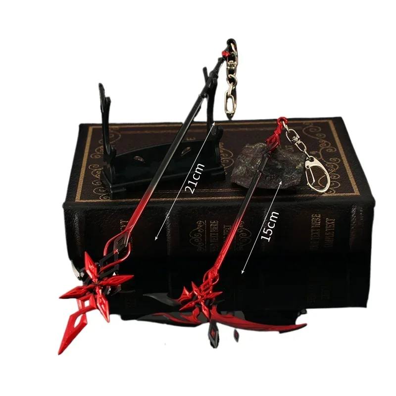 جديد 21 سنتيمتر Genshin تأثير المنجل Arlecchino قرمزي القمر تميمة نموذج المفاتيح لعبة معدنية عرض هدية عيد ميلاد اللعب #5