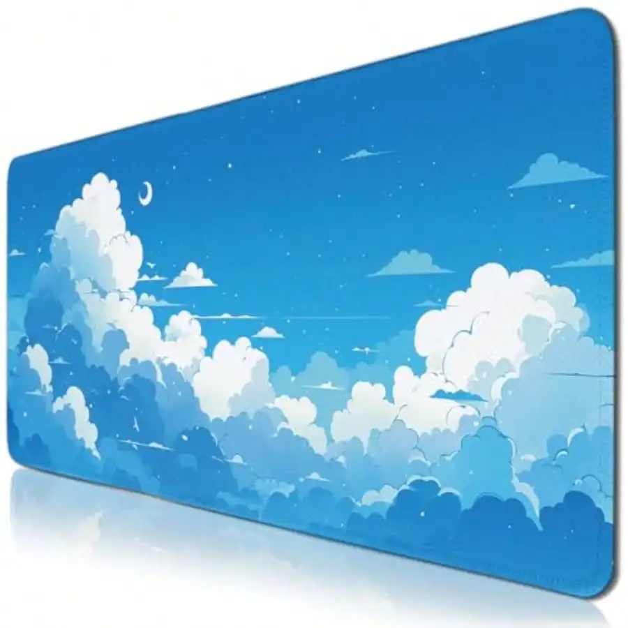 

Cloud Gaming Mouse Pads Large Cloud Aesthetics Mousepad with Non Slip Base Stitched Edge Extended Desk Mats for Computer Lapt
