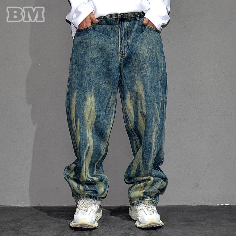 

Streetwear Skateboard Baggy Jeans For Men Korean Popular Clothes Hip Hop Denim Cargo Pants Harajuku Trendy Casual Trousers